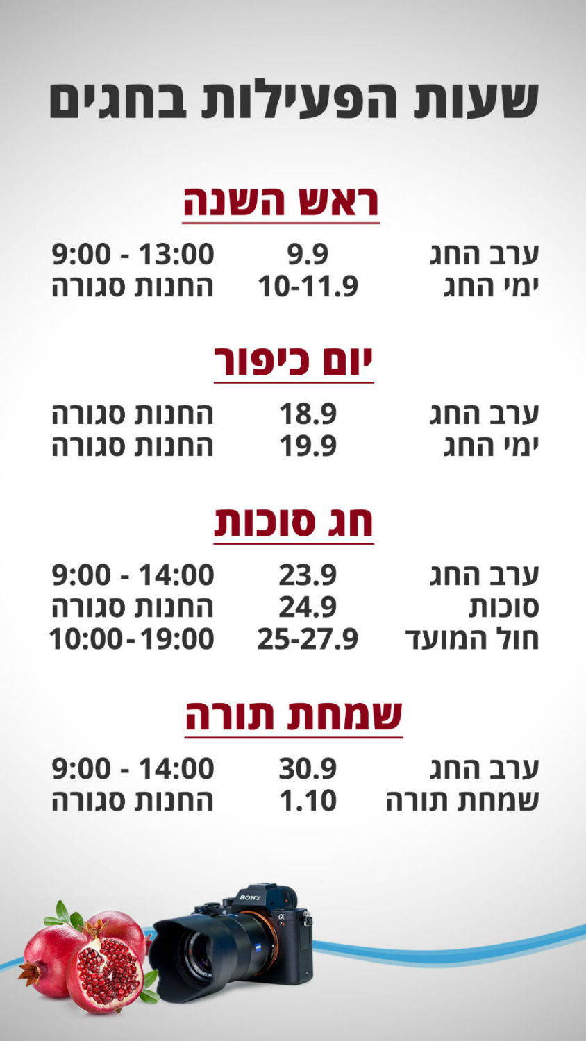 שעות פעילות החברה במהלך חגי תשרי 2018
