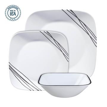 סט צלחות 12 חלקים מרובע סימפל סקצ' | Corning Ware Simple Sketch