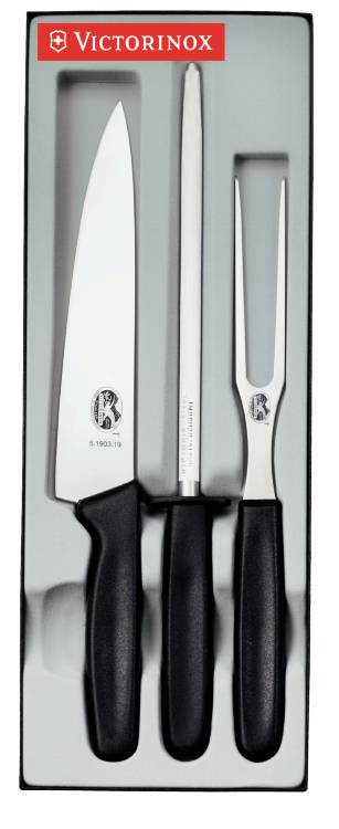 סט סכין מזלג ומוט השחזה מחוזק ידית פלסטיק VICTORINOX / ויקטורינוקס