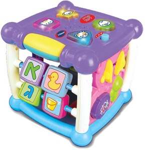 קוביית לימוד ופעילות מנגנת ומאירה בעברית - סגול