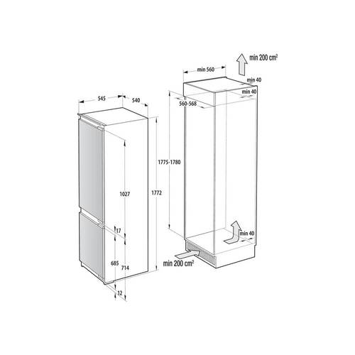 מקרר אינטגרלי 252 ליטר Gorenje NF NRKI517E42