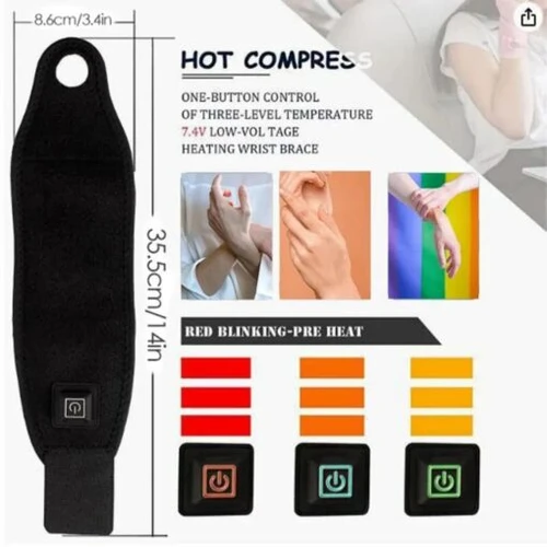 מגן פרק כף היד המחומם בחיבור USB | הקלה ממוקדת לכאבים | נוחות וחימום בכל מקום ובכל זמן
