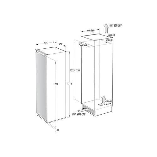 מקרר אינטגרלי דלת אחת 300 ליטר Gorenje NF RI517E62WF