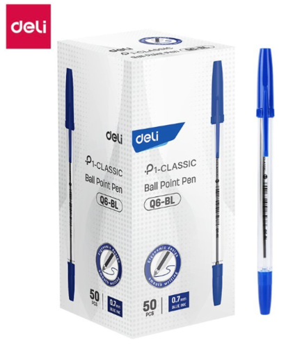 עט כדורי כחול deli EQ6-BL 0.7 - מארז 50 יח'
