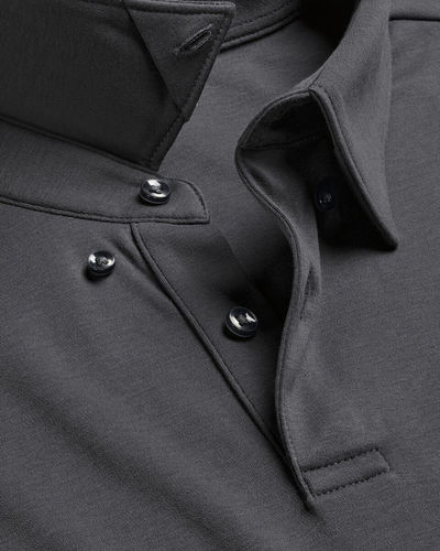 חולצת פולו קצרה אפור גרפיט אלגנטית - Graphite grey plain short sleeve polo