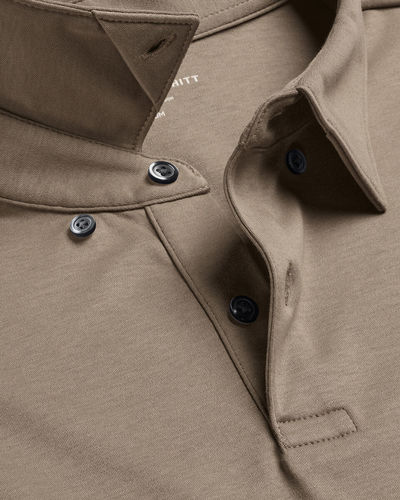 חולצת פולו קצרה אלגנטית בצבע מוקה - Mocha plain short sleeve jersey polo