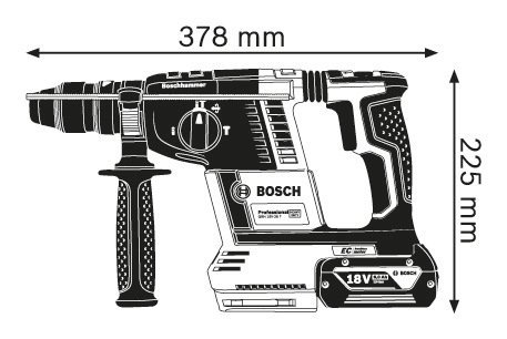 פטישון נטען 18V ללא פחמים GBH 18V-26F + שואב אבק מובנה תוצרת BOSCH