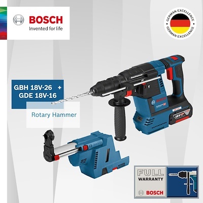 פטישון נטען 18V ללא פחמים GBH 18V-26F + שואב אבק מובנה תוצרת BOSCH