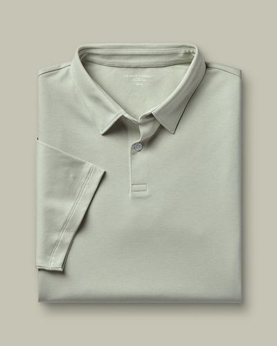 חולצת פולו טורקיז בהיר אלגנטית - Pale teal green short sleeve jersey polo