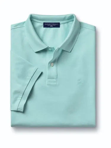 חולצת פולו ירוק אקווה - Aqua green short sleeve cotton stretch polo