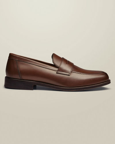 לופרס פני מעור - חום - Chestnut brown leather penny loafer