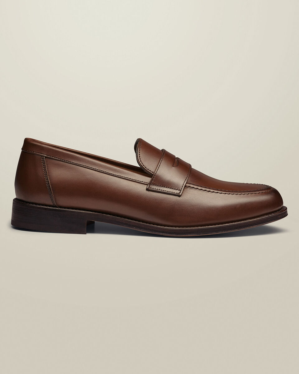 לופרס פני מעור - חום - Chestnut brown leather penny loafer