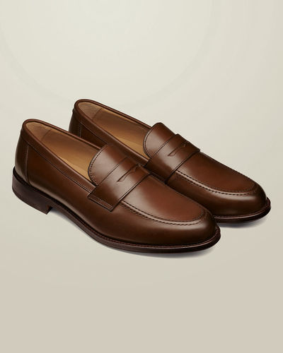 לופרס פני מעור - חום - Chestnut brown leather penny loafer