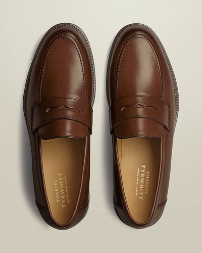 לופרס פני מעור - חום - Chestnut brown leather penny loafer
