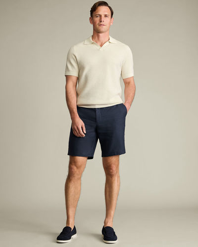 מכנסיים קצרים כחול נייבי פשתן - Navy Linen Shorts