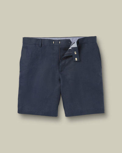 מכנסיים קצרים כחול נייבי פשתן - Navy Linen Shorts