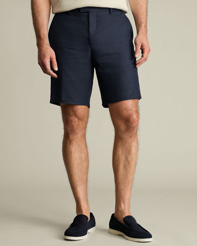 מכנסיים קצרים כחול נייבי פשתן - Navy Linen Shorts
