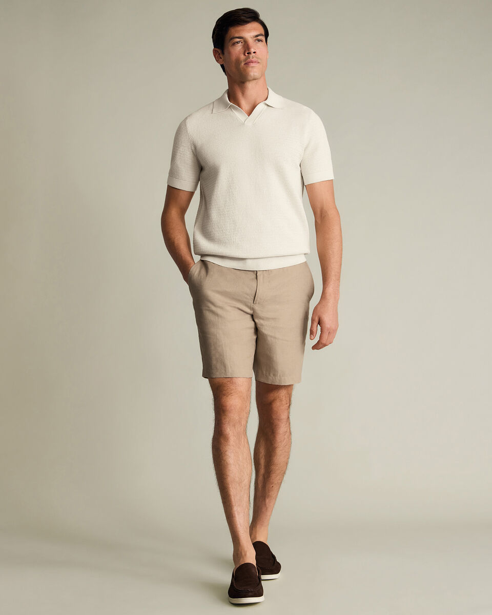 מכנסיים קצרים טאופ פשתן - Taupe Linen Shorts