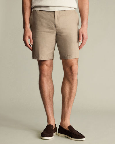 מכנסיים קצרים טאופ פשתן - Taupe Linen Shorts