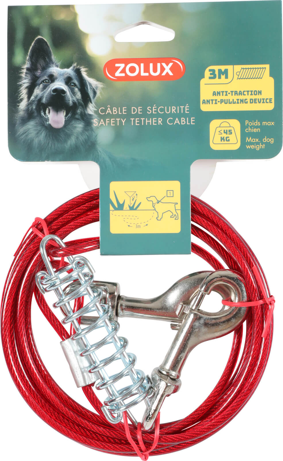 זולוקס כבל קשירה איכותי לכלבים  TIE-OUT CABLE 3M