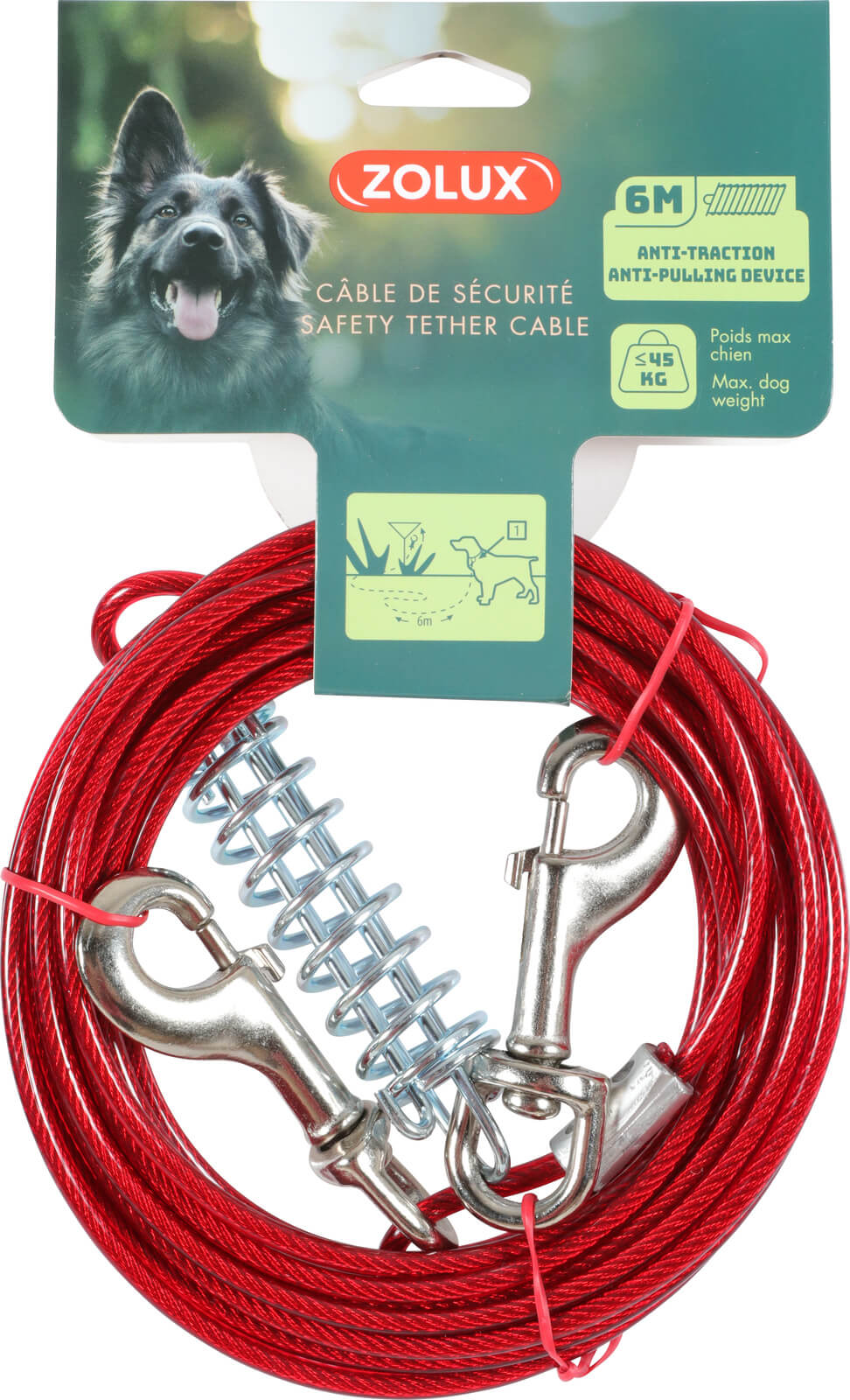 זולוקס כבל קשירה איכותי לכלבים  TIE-OUT CABLE 6 M