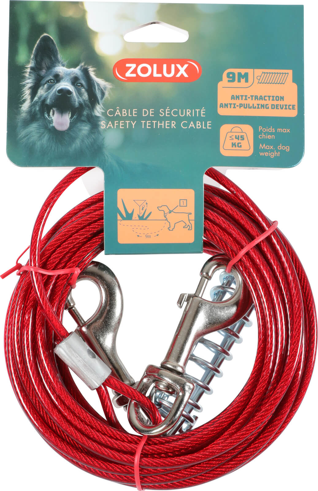 זולוקס כבל קשירה איכותי לכלבים  TIE-OUT CABLE 9 M