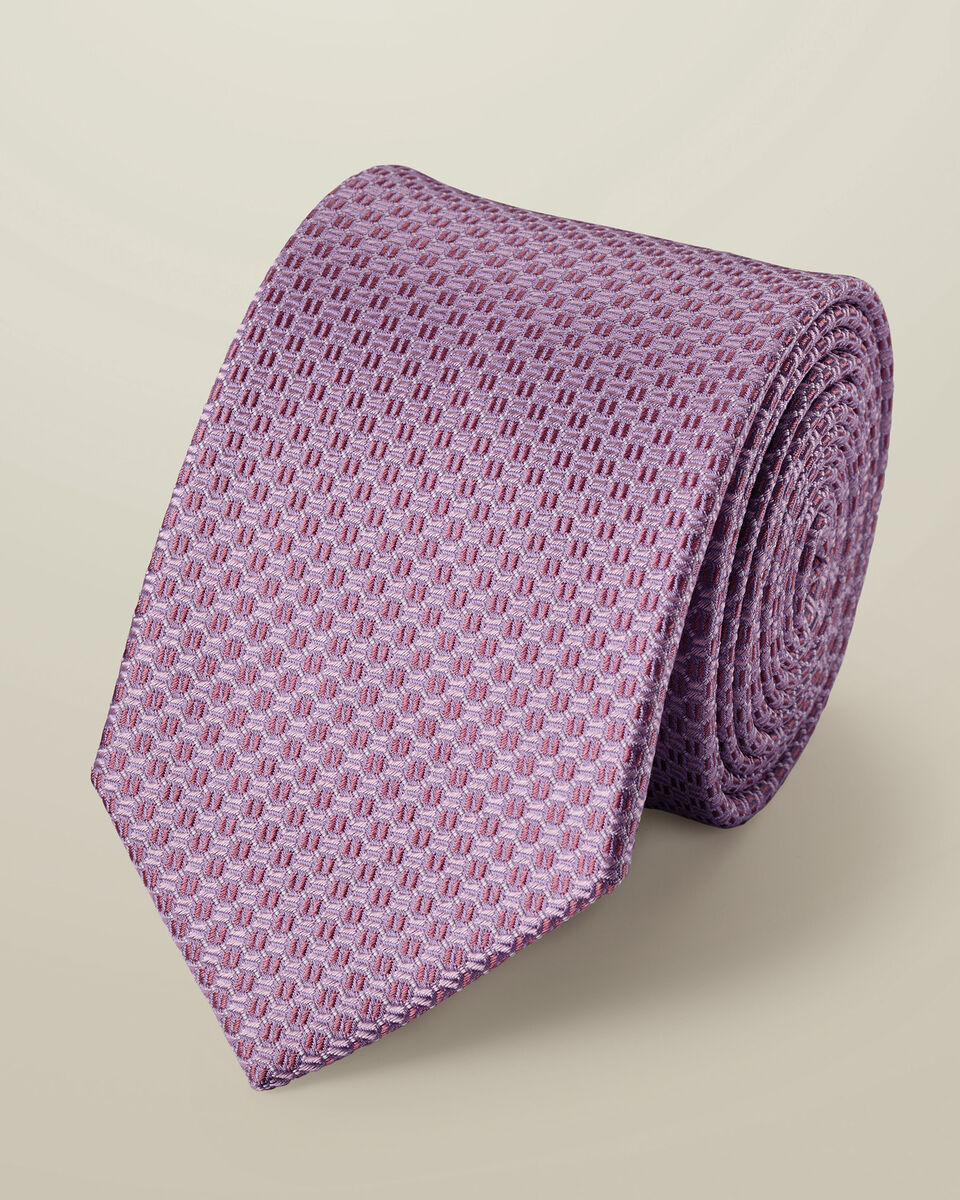 עניבה - Lilac purple silk semi plain tie