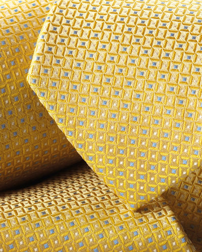 עניבה - Lemon and sky semi plain silk pattern tie