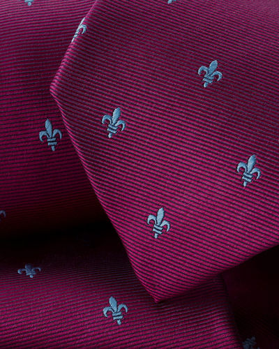 עניבה - Blackberry purple Fleur de Lys silk tie