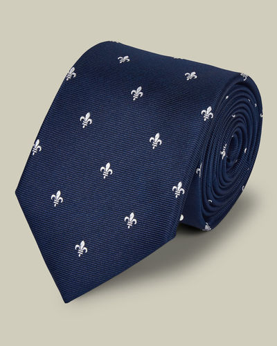 עניבה - French blue Fleur de Lys silk tie