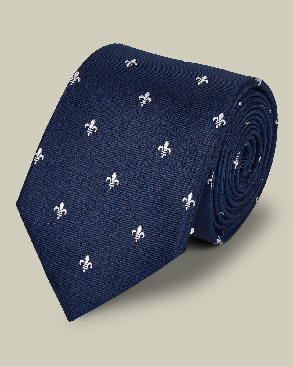 עניבה - French blue Fleur de Lys silk tie