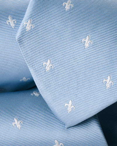 עניבה - Sky blue Fleur de Lys silk tie