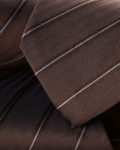 עניבה - Chocolate brown silk stripe tie