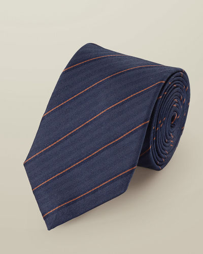 עניבה - Royal blue silk stripe tie