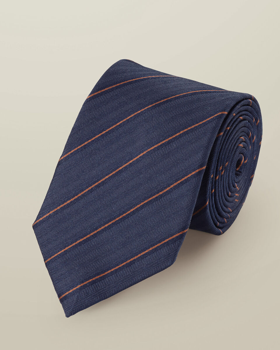 עניבה - Royal blue silk stripe tie