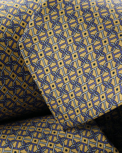 עניבה - Lemon silk printed tie