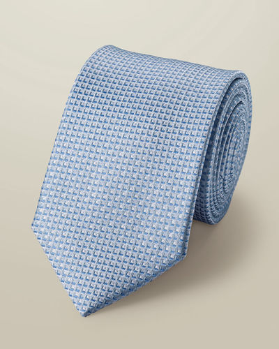עניבה - Ice blue silk semi plain tie