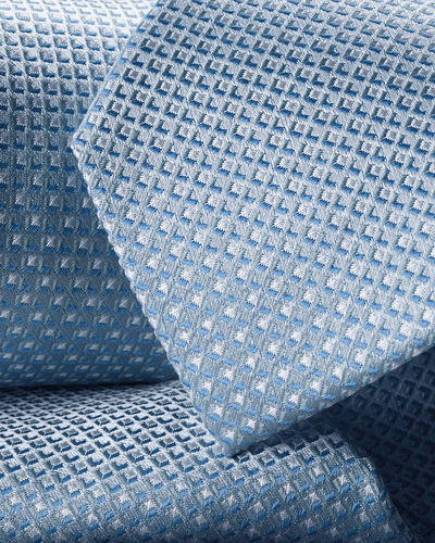 עניבה - Ice blue silk semi plain tie