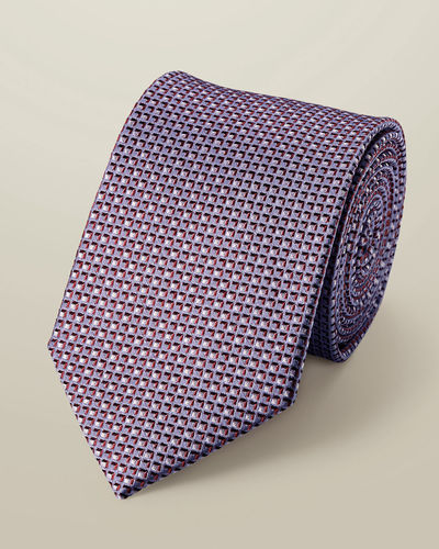 עניבה - Lilac purple and pink silk semi plain tie
