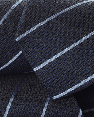 עניבה ירוקה איטלקית - Navy and sky Grenadine stripe silk tie