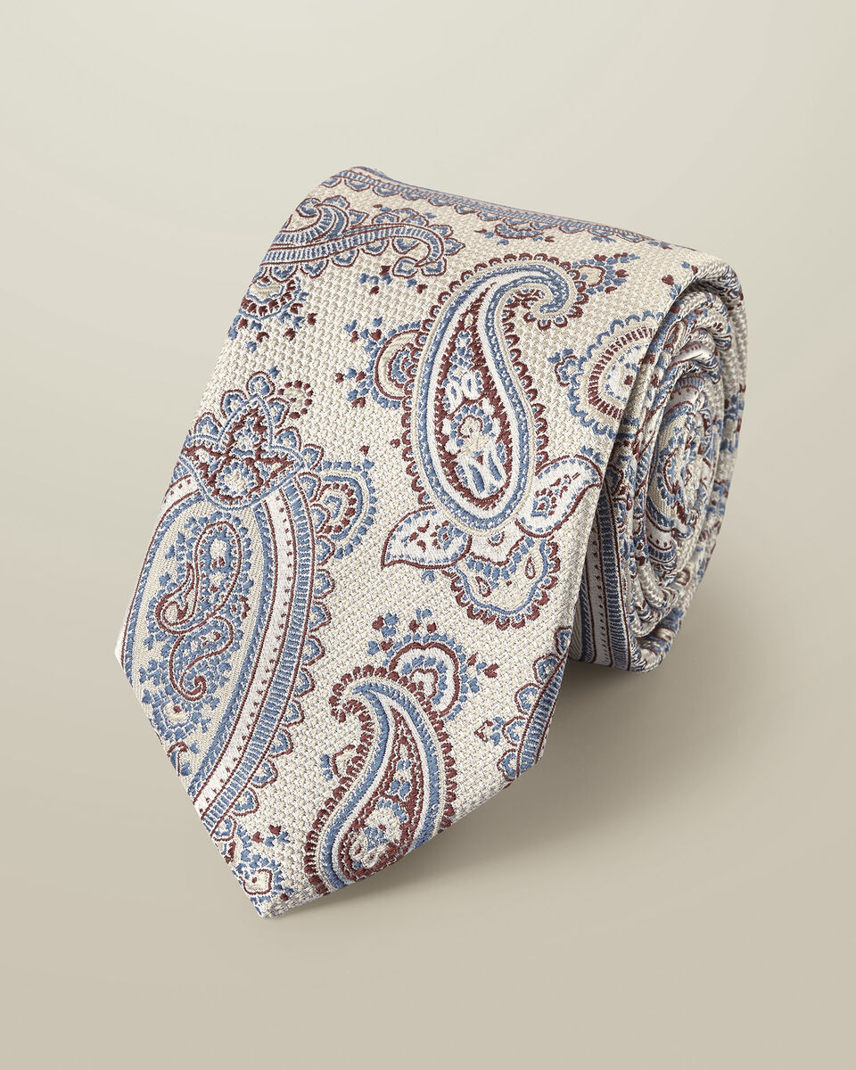 עניבה יוקרתית Cream paisley silk tie