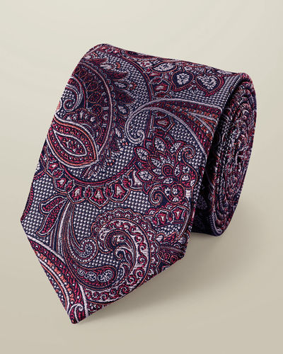 עניבה יוקרתית Dark pink paisley silk tie