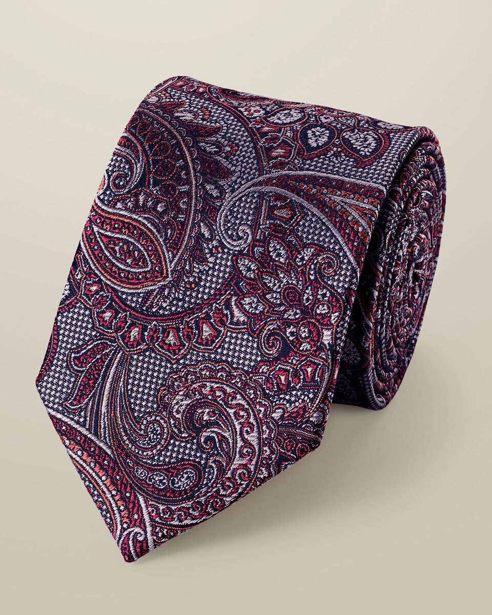 עניבה יוקרתית Dark pink paisley silk tie
