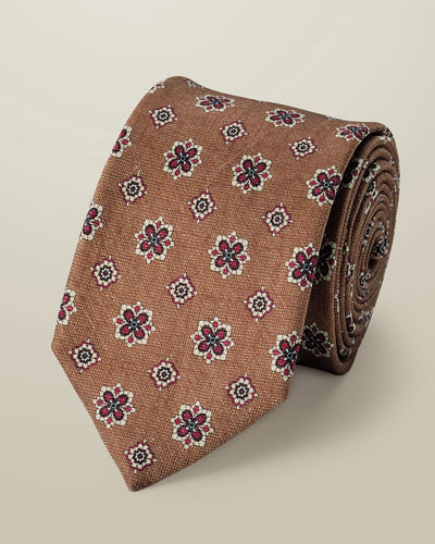 עניבה יוקרתית Camel linen silk geo tie
