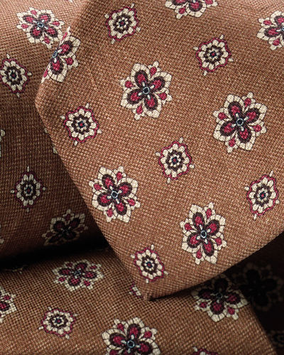 עניבה יוקרתית Camel linen silk geo tie