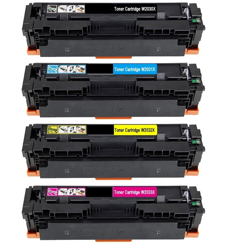סט 4 טונרים תואמים HP 415X W2031X/W2031X/W2032X/W2033X (תפוקת עמודים בשחור 7,500 דף ובצבע 6,000 דף )