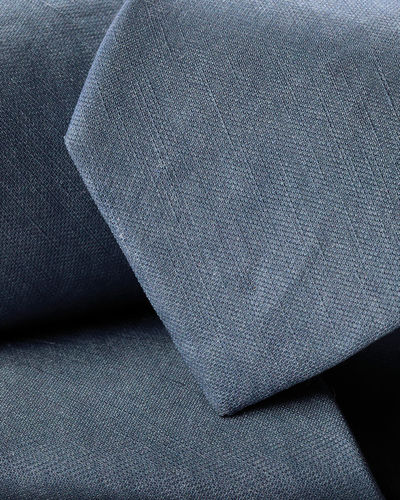 עניבה יוקרתית Steel blue plain linen silk tie