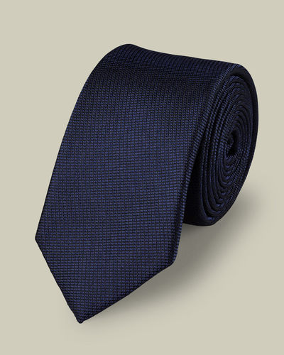 עניבה דקה - French blue textured silk slim tie