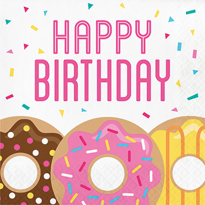 מפיות דונאטס Happy Birthday  16 יח' 