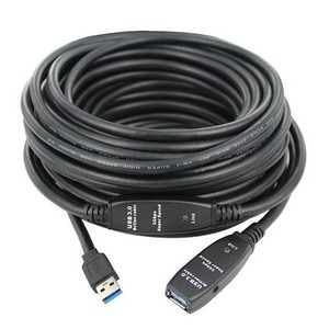 כבל מאריך אקטיבי USB3.0 זכר - נקבה מוגבר, 10 מטר + שקע DC